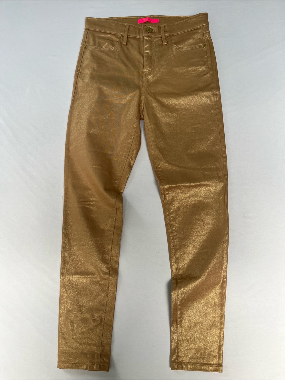 Lilly Pulitzer Eagan Woman’s Gold Metallic Shimmer Skinny Pants Size 4
